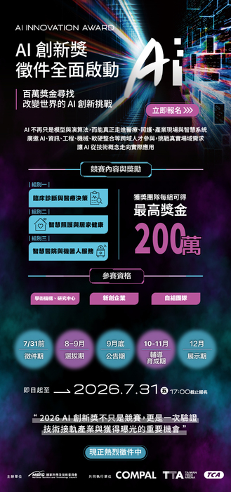 【競賽】國家科學技術委員會主辦之『「AI 創新獎」(AI Innovation Award)競賽』圖片