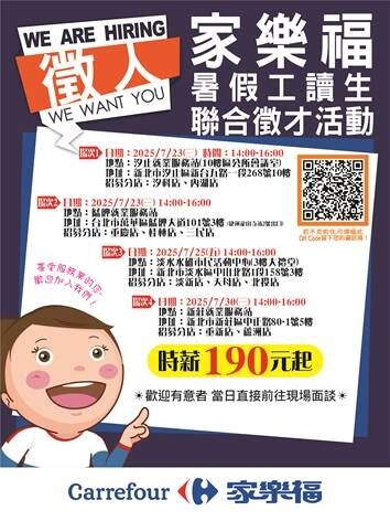 【求才登記表】家樂福暑假短期工讀職缺圖片
