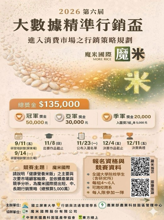 【競賽】國立屏東大學主辦之『2026第六屆大數據精準行銷盃競賽』圖片