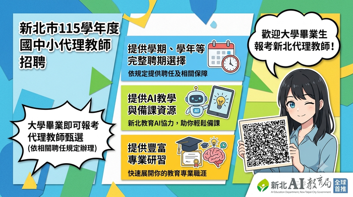 【徵才】新北市政府教育局-長期代理教師甄選圖片